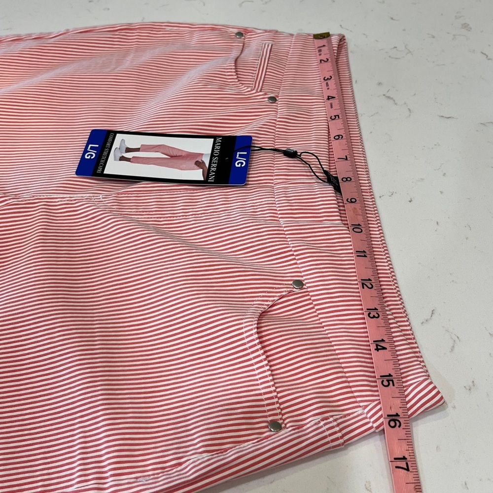 Mario Serrani Comfort Stretch Capri Pants Tomato Ivory NWT Size L - Picture 7 of 11